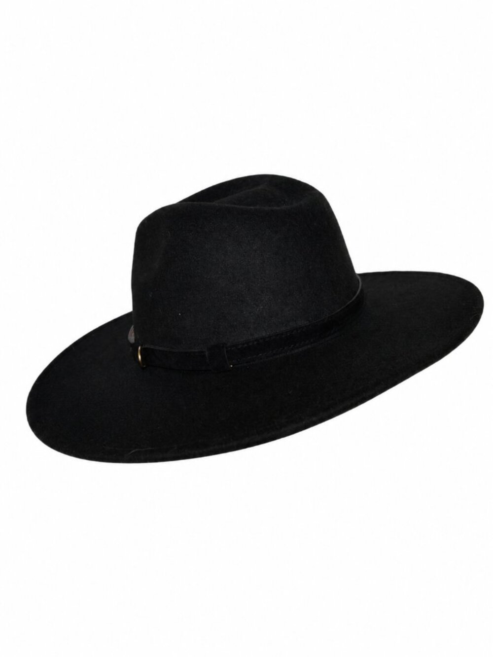 Witchwood Black Felt Hat Celestial Ram Horn Design Wide Brim Gothic Boho Fedo